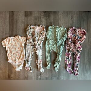 Baby Girl Floral and Polka Dot Onesies posh peanut